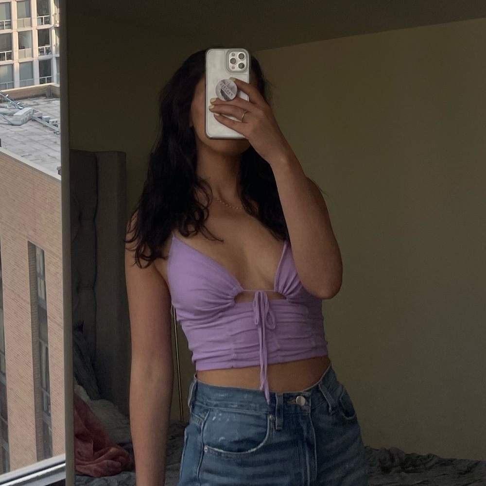 UO purple cut out crop top